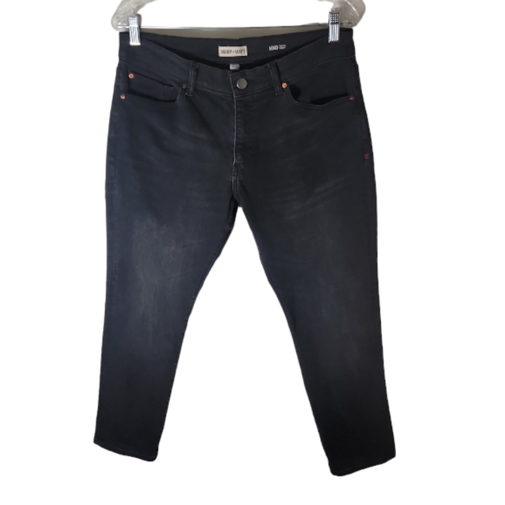 Warp + Weft HND Tokyo skinny jeans mens size 32x28 black stretch denim